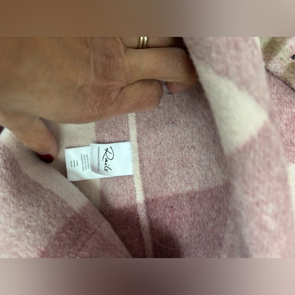 Rails Steffi Plaid Jacket Size Large Mauve Ivory Wool Blend - Picture 5 of 6